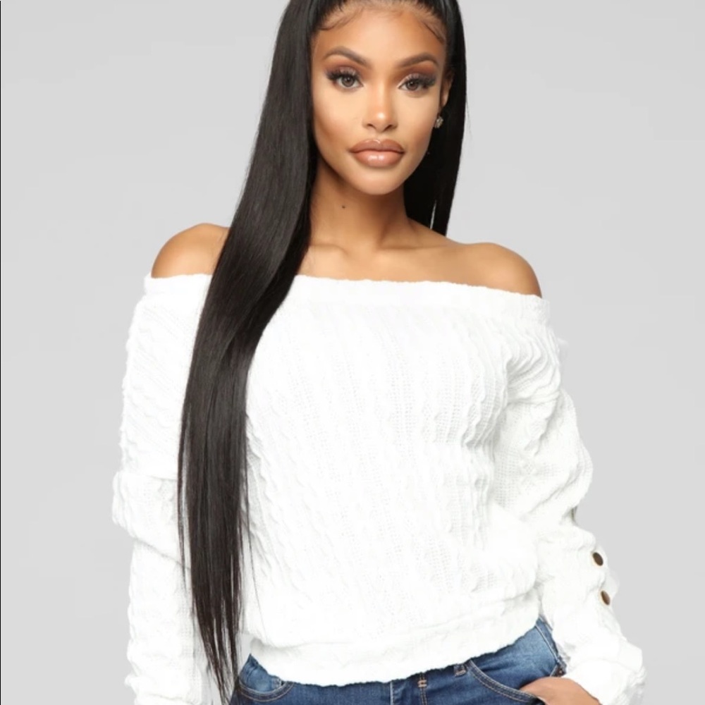 NWT Fashion Nova White Side Button Sweater